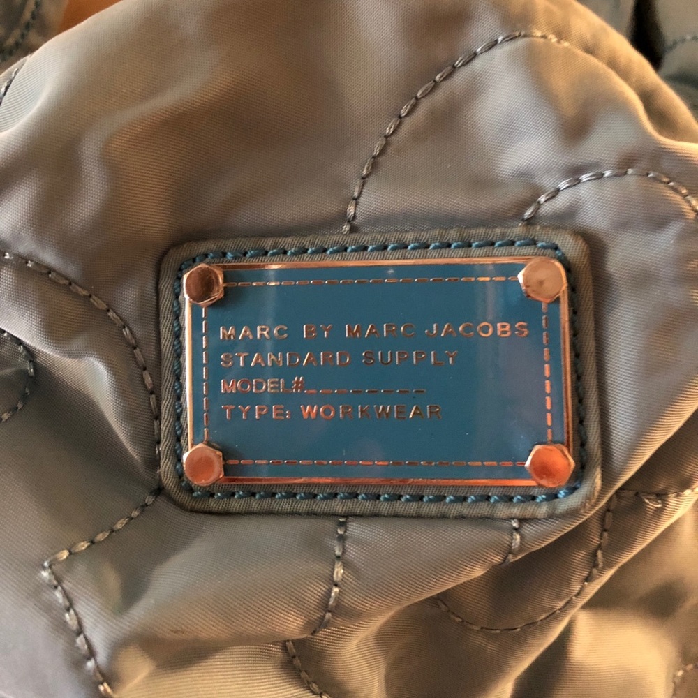 Marc Jacobs Light Blue Quilted Nylon Hobo Purse